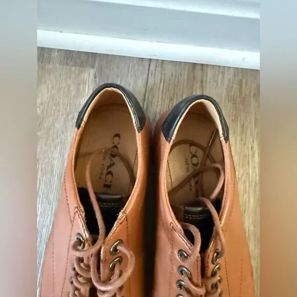 COACH Low Line Low Top Brown Black Leather Sneakers Shoes Casual Size 7 D - Picture 9 of 12